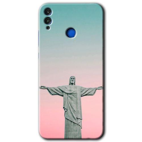MRCİLETİSİM Honor 8x Kılıf HD Desen Baskılı Arka Kapak + Temperli Cam - Rio