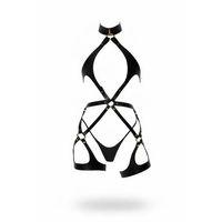 Siyah Harness Takım Yüksek Yaka Halka Detaylı Deri - Brf1331