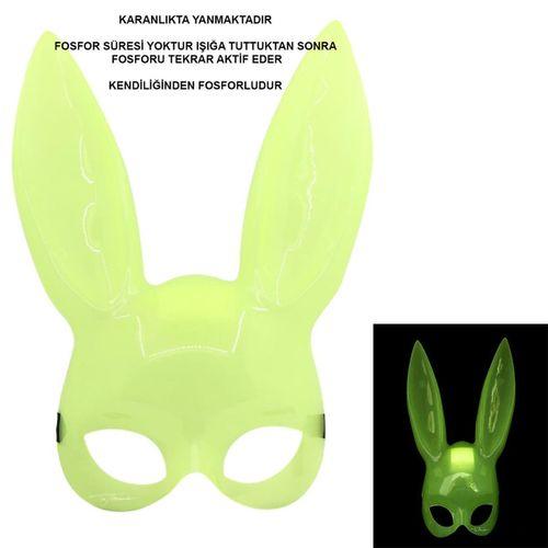 Karanlıkta Yanan Glow Floresan Tavşan Maskesi 32x22 cm
