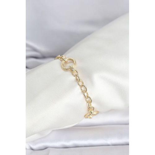 CM 14K Gold Renk Lazerli Halka Model Kadın Bileklik