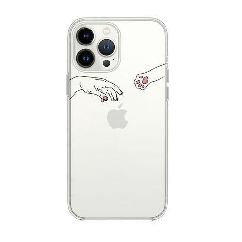 iPhone 13 Pro Max Hand and Paw Desenli Premium Silikonlu Şeffaf Telefon Kılıfı