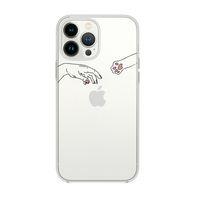 iPhone 13 Pro Max Hand and Paw Desenli Premium Silikonlu Şeffaf Telefon Kılıfı
