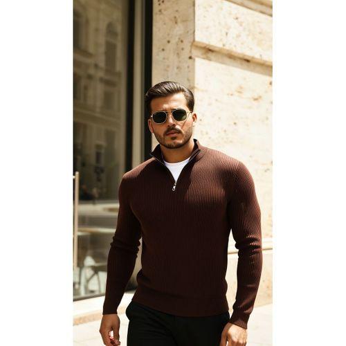 Erkek Balıkçı Zip Yaka Uzun Kollu Triko