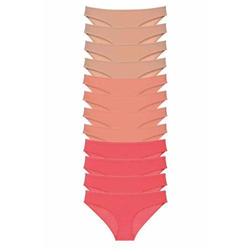 12 adet Süper Eko Set Likralı Kadın Slip Külot Ten Pudra Fuşya