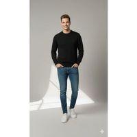 Erkek Bisiklet Yaka Nakış Işlemeli Triko Kazak Yumuşak Dokulu Pamuklu Ince Dokuma, Uzun Kollu Rahat Regular Kalıp - Siyah