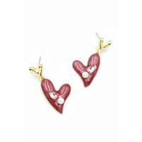 Mineli Kalp Küpe - Bordo