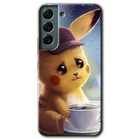 Potkal Hediye Fabrikası Samsung Galaxy S22 HD Baskılı Kılıf + 9D Tam Ekran Koruyucu - Üzgün Pikaçu