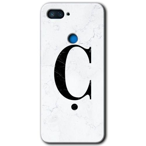 Xiaomi Mi 8 Lite Kılıf HD Desen Baskılı Arka Kapak - Beyaz Mermer Desenli Ç Harfi