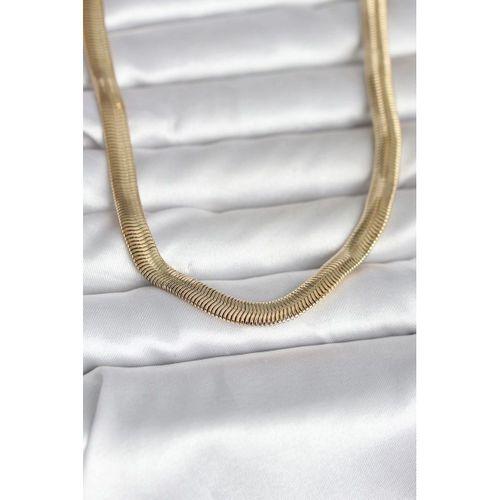 CM 14K Gold Renk Kalın Yassı Yılan Zincir Model 45 cm Kadın Kolye