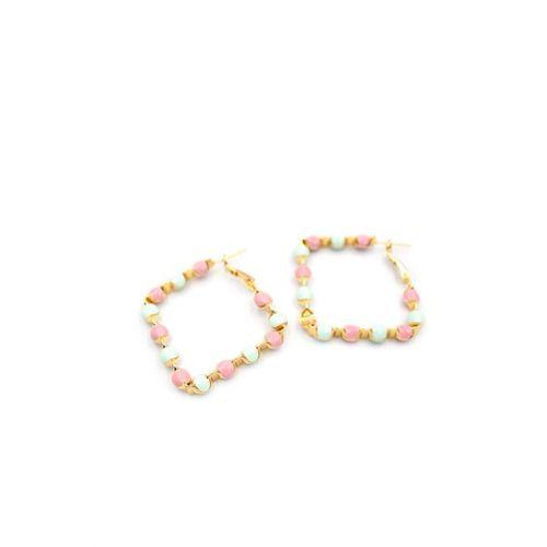 Mineli Halka Küpe - Pembe