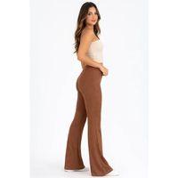 Fitilli Kaşkorse İspanyol Paça Tayt Yüksek Bel Esnek Günlük Rahat Pantolon - Kahverengi