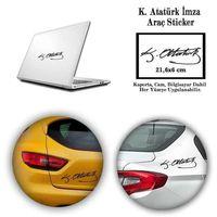 Kemal Atatürk İmzalı Araç Sticker - Araç Oto Sticker -araç Aksesuar - 21,6x6 Cm