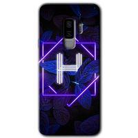 Galaxy S9 Plus Kılıf HD Desen Baskılı Arka Kapak - Dark Neon Yaprak H Harfi + Kırılmaz Cam