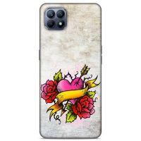 Lopard Huawei P40 Lite Uyumlu Kılıf Tattoo's (12) Koruyucu Silikon Gri Pembe