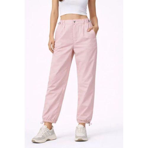 Paraşüt Kumaş Pantolon Bel Ve Paça Ayarlanabilir Lastikli Spor Pantolon - Toz Pembe
