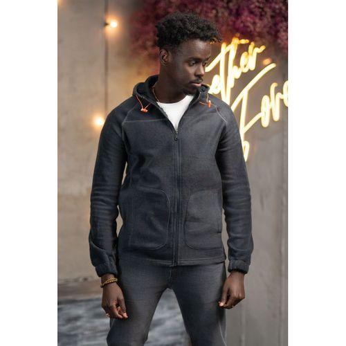 Slimfit Kapşonlu Yan Cepli Fermuarlı Spor Polar Hırka