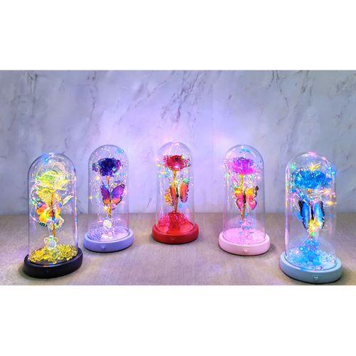 Işıklı Müzikli Romantik Kelebekli Fanus