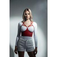 Göğüs Detaylı Deri Kırmız Harness Büstiyer, Şık Deri Korse - Brf872