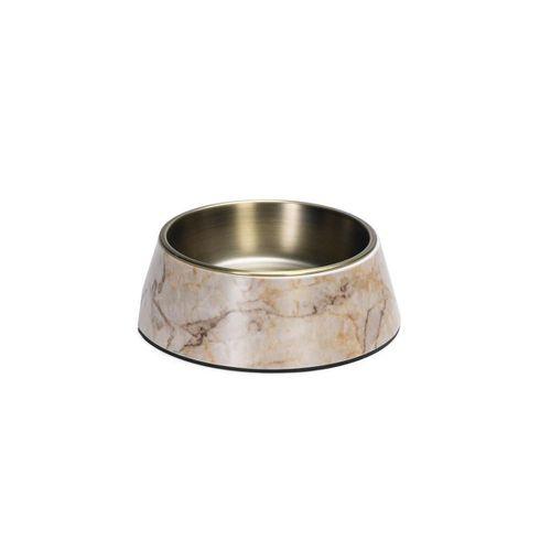 Beeztees DBL Köpek Mama Su Kabı, Mat Altın Rengi Paslanmaz Çelik, Bej Mermer Görünümlü, 22cm, 700ml