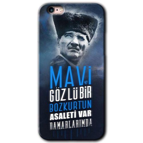 iPhone 6s Kılıf HD Desen Baskılı Arka Kapak - Bozkurt Atatürk + Kırılmaz Cam