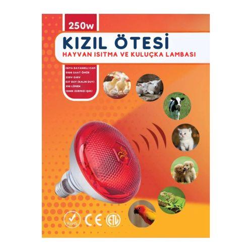 (6 Adet) 250w Kızılötesi Isıtıcılı Hayvan Isıtma Ve Kuluçka Lambası (kırmızı Işık) E27 (kalın Duy)