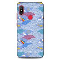 Xiaomi Mi A2 Lite Kılıf Pastel Renkler (2) Kabı Mor Beyaz