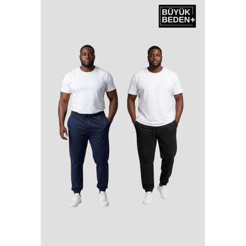Erkek Büyük Beden İkili Jogger Paça Lastikli İnce Eşofman Altı Seti SPR26BEA951+2