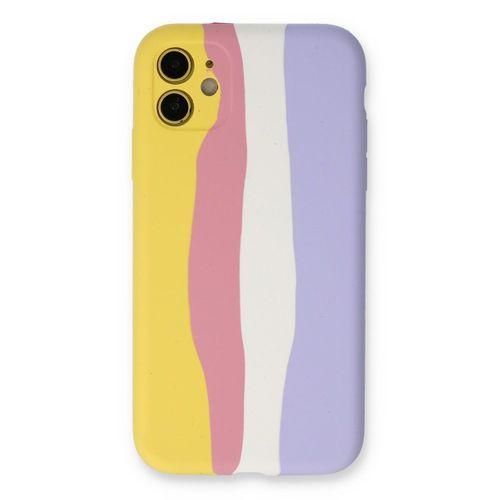 Newface iPhone 12 Kılıf Ebruli Lansman Silikon - Sarı-Mavi