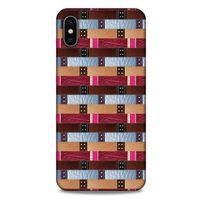 Apple iPhone XS Max Kılıf Patchwork (45) Liquid Air Kılıf Bordo Gri
