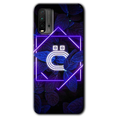 Xiaomi Redmi 9T Kılıf Baskılı Arka Kapak - Dark Neon Yaprak Ö Harfi +Tam Ekran Koruyucu