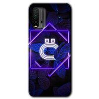 Xiaomi Redmi 9T Kılıf Baskılı Arka Kapak - Dark Neon Yaprak Ö Harfi +Tam Ekran Koruyucu