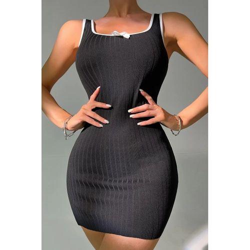 Kadın Siyah Fiyonklu Kaşkorse Gecelik Ve Tanga Takım