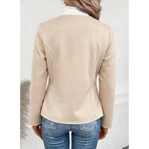 Kadın Uzun Kollu Yuvarlak Yaka önden Fermuarlı Süet Ceket