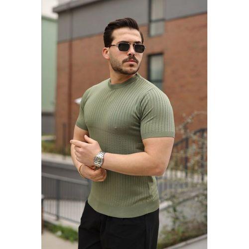 Erkek Fitilli Bisiklet Yaka Triko Tişört