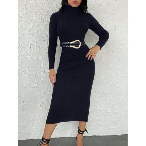 Lucky Life Uzun Kollu Balıkçı Yaka Triko Elbise