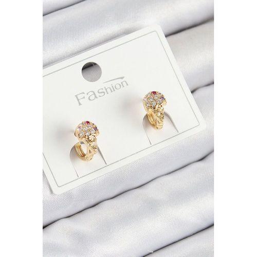 Pirinç Zirkon Taşlı Dondurma Model Gold Renk Çocuk Küpe