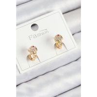 Pirinç Zirkon Taşlı Dondurma Model Gold Renk Çocuk Küpe