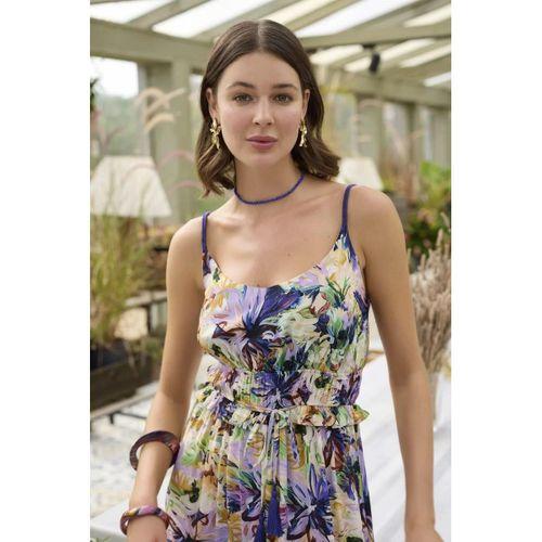 Çiçek Ve Yaprak Desenli İp Askılı Tulum