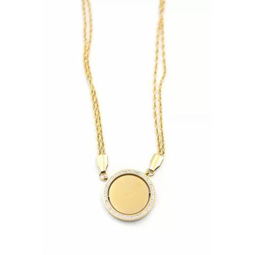 Taşlı Plaka Kolye - Altın