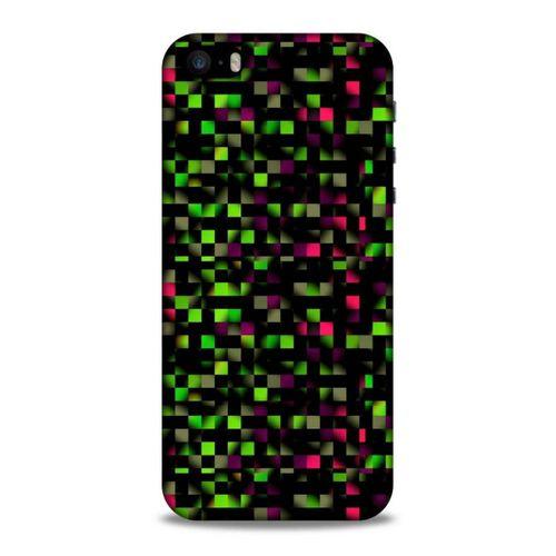 Lopard Apple Iphone 5S Uyumlu Kılıf PiXel (25) Antişok Kapak Yeşil Pembe