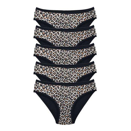 5 Adet Leopar Desenli Likralı Yumuşak Dokulu Kadın Slip Külot