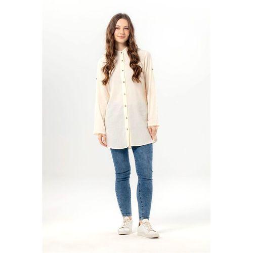Kadın Şile Bezi Hakim Yaka Yazlık Tunik Krem Krm