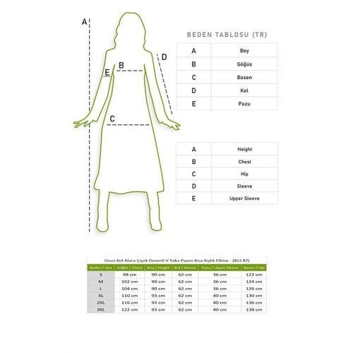 Uzun Kol Alara Çiçek Desenli V Yaka Pazen Kısa Kışlık Elbise Siyah Syh