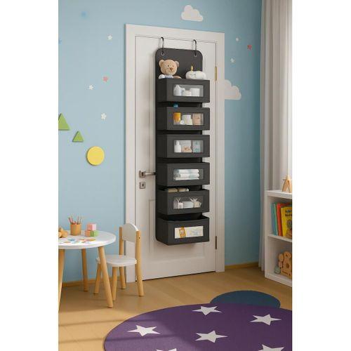 6 Katlı Kapı Arkası Düzenleyici Raf Bebek Eşyası Çocuk Odası Banyo Organizer Antrasit