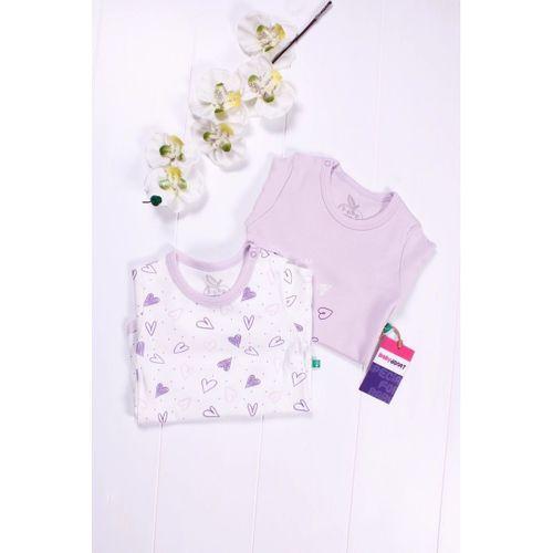 Kalp Desenli Uzun Kol 2'li Kız Bebek Body Seti