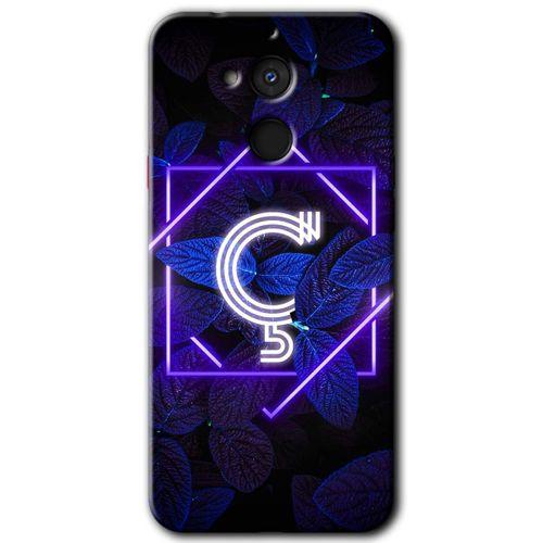 MRCİLETİSİM General Mobile GM 8 Kılıf HD Desen Baskılı Arka Kapak + Temperli Cam - Dark Neon Yaprak Ç Harfi