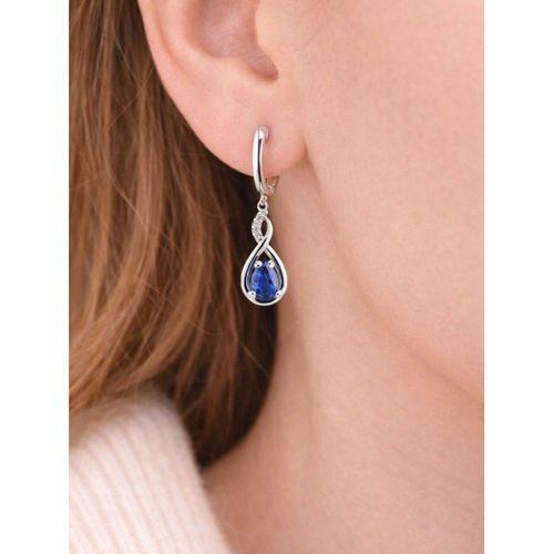 925 Ayar Su Damlası Safir Zirkon Taşlı Gümüş Küpe