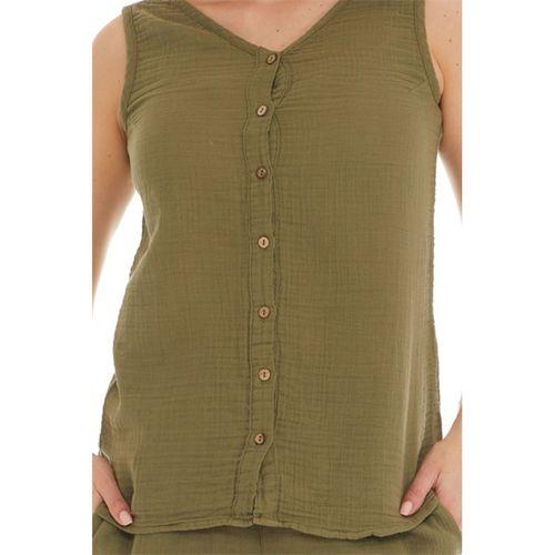 Haki Kolsuz Müslin Bluz