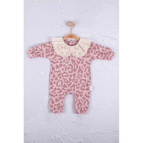 Leopar Dama Desenli % 100 Pamuk Kız Bebek Tulum