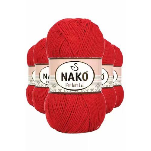 5 Adet Pırlanta Amigurumi El Örgü İpi Yünü Gelincik Kırmızı 6741 - nako mudanis